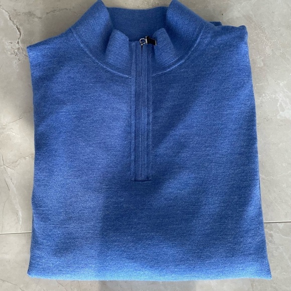 Fairway & Greene Men’s Sweater Size Large Color Medium Blue 1/4 Zip Pullover - Picture 1 of 5